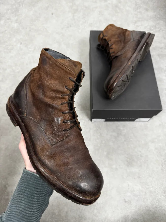 Ernesto Dolani Brown Eroded Suede Leather Boots hsGclzh 0