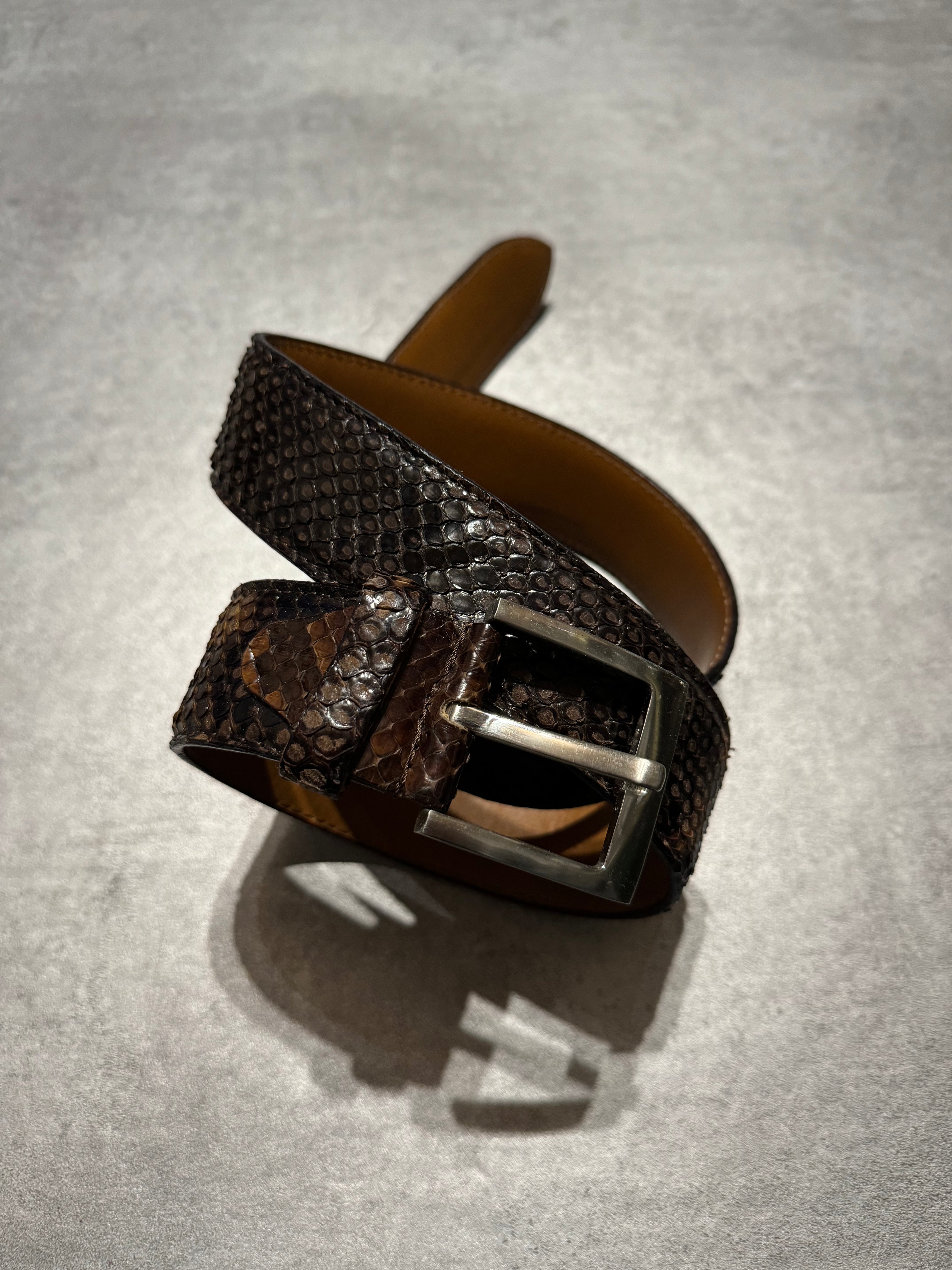 Artisanal Italian Python Leather Brown Dark Belt (OS) - 2