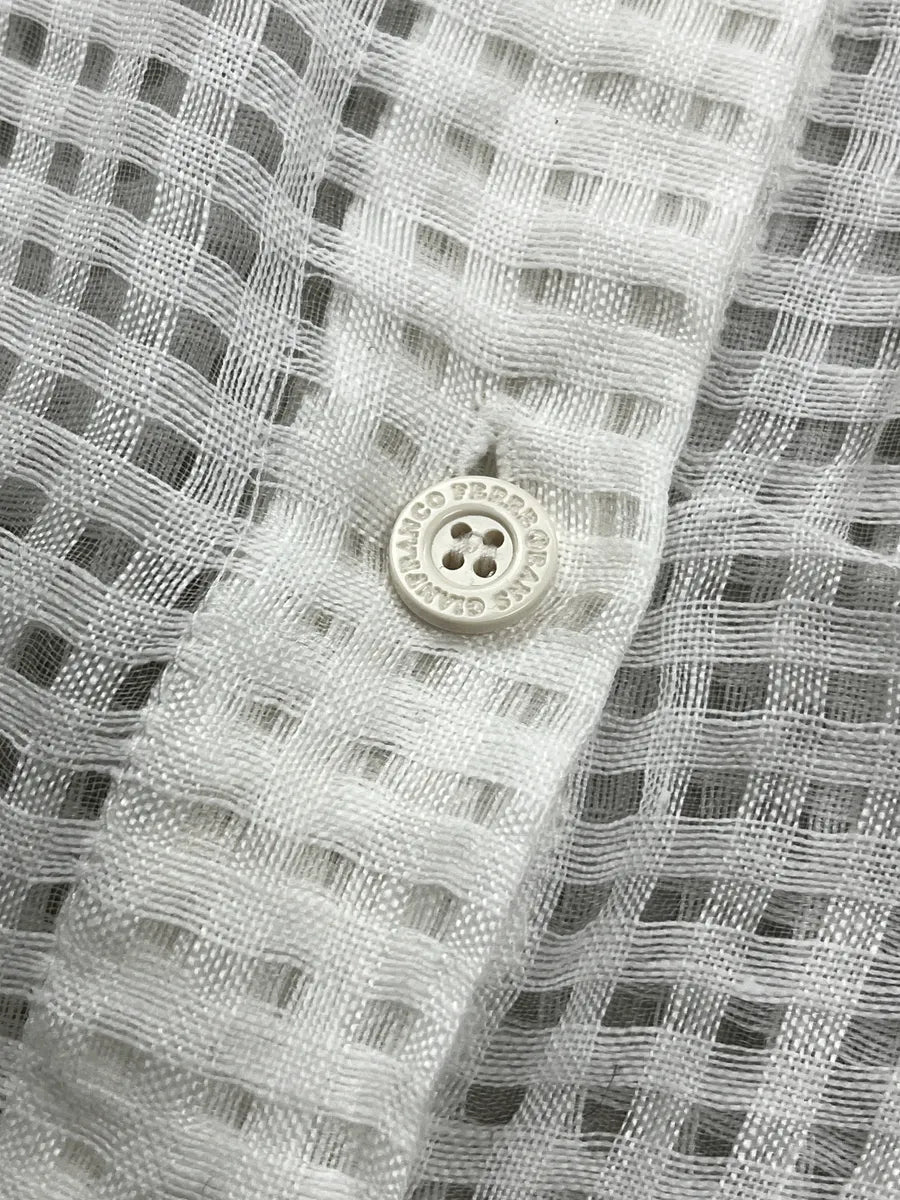 2000s Gianfranco Ferré Jeans White Grid Transparent Shirt euetWqLn 7