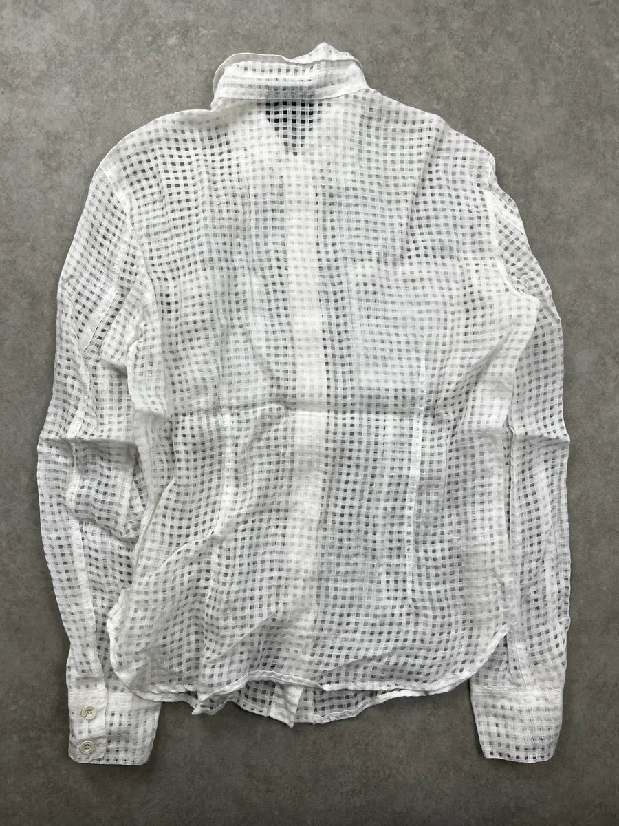 2000s Gianfranco Ferré Jeans White Grid Transparent Shirt euetWqLn 3