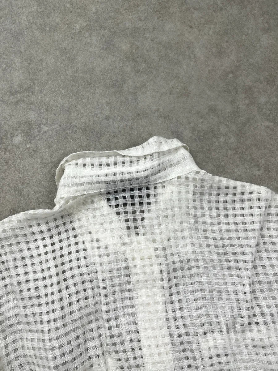 2000s Gianfranco Ferré Jeans White Grid Transparent Shirt euetWqLn 5