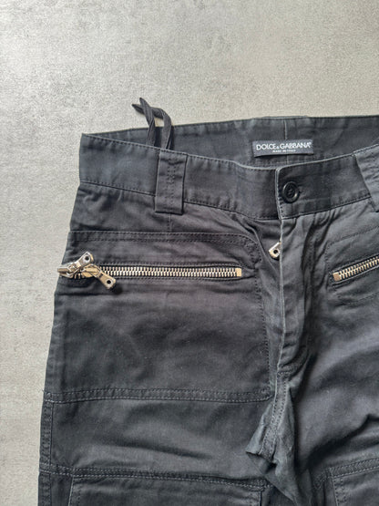 AW2002 Dolce & Gabbana Black Asymmetrical Multi Zips Cargo Pants (S) - 6