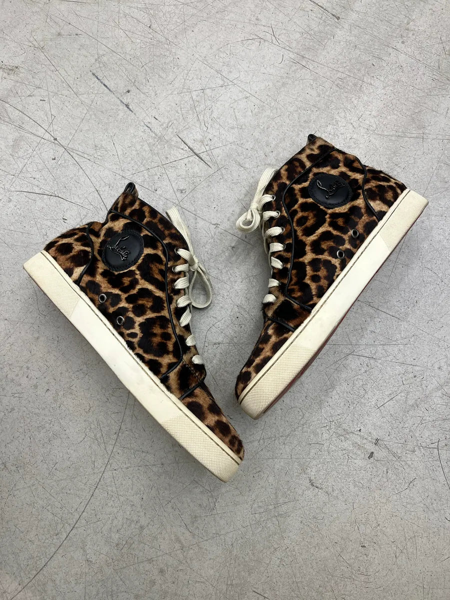 Christian Louboutin Leopard Pony Hair Brown High Sneakers eyvTHubz 2