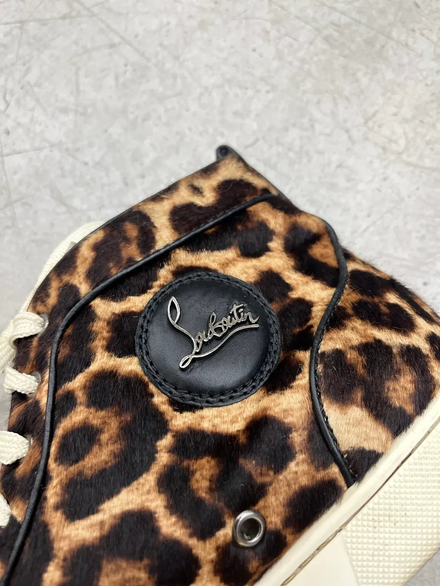 Christian Louboutin Leopard Pony Hair Brown High Sneakers eyvTHubz 4