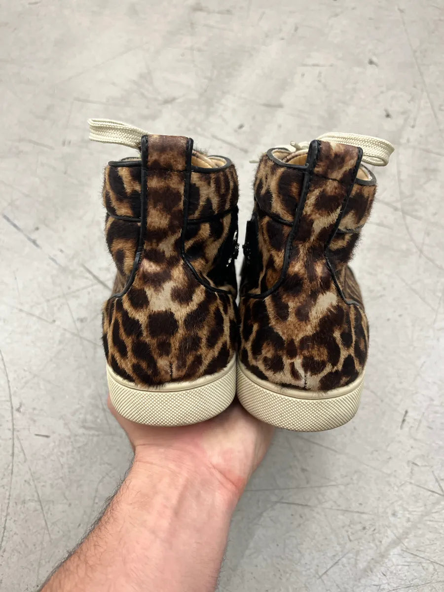 Christian Louboutin Leopard Pony Hair Brown High Sneakers eyvTHubz 3