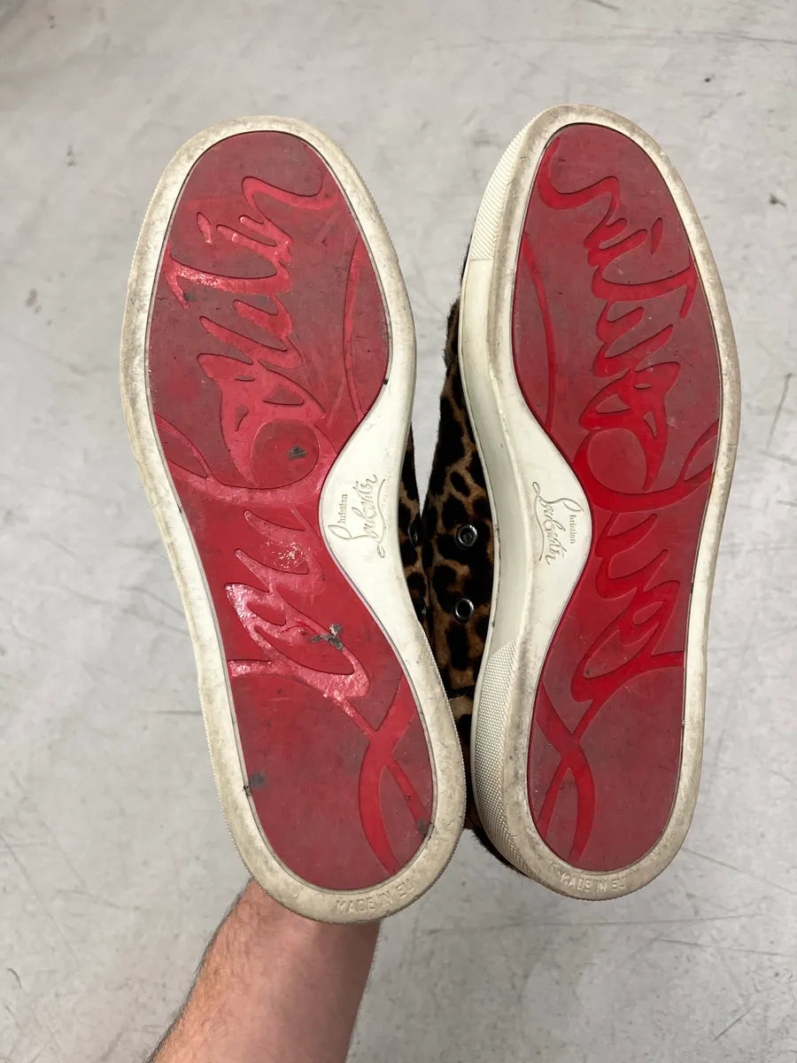 Christian Louboutin Leopard Pony Hair Brown High Sneakers eyvTHubz 5