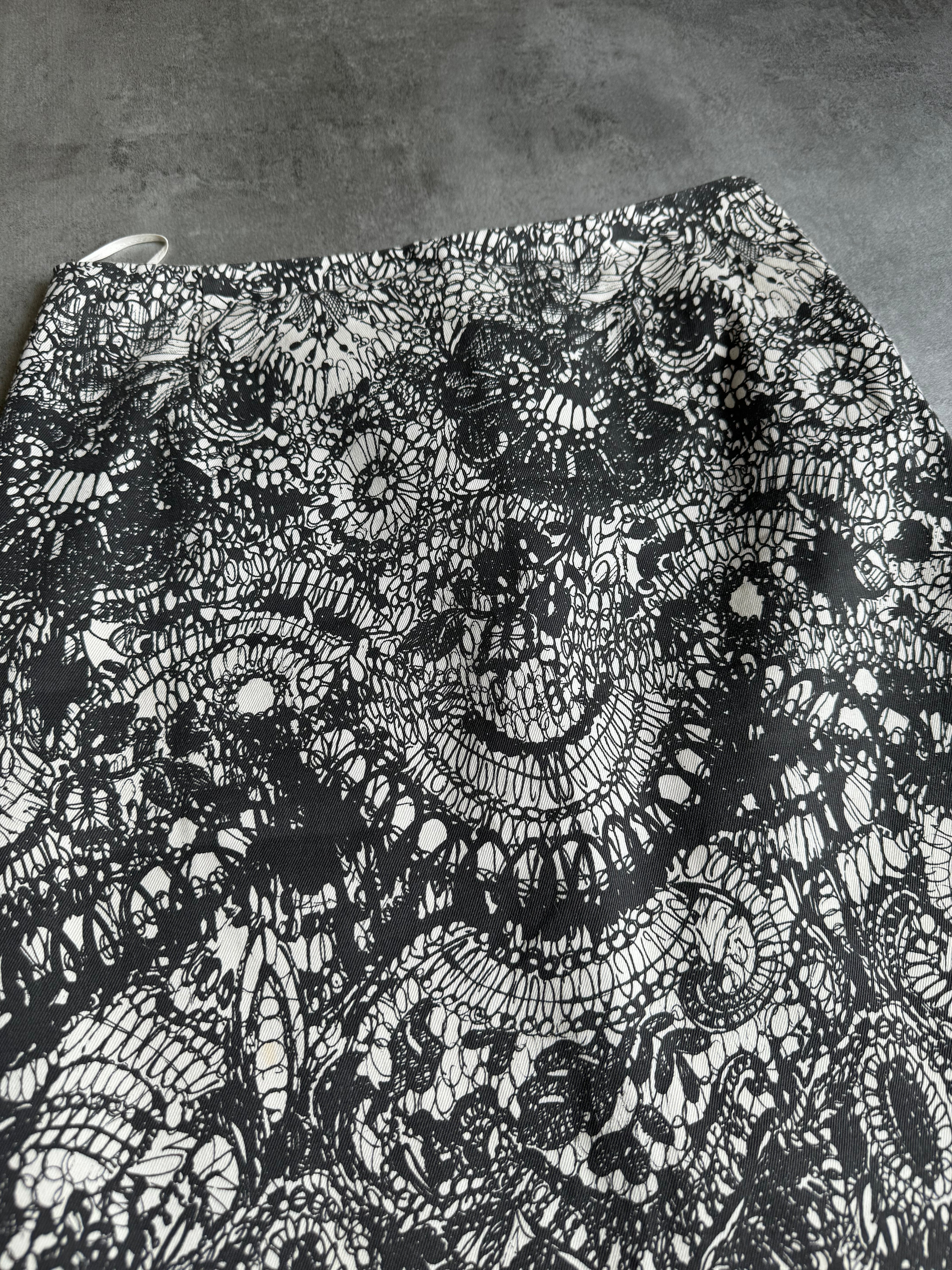 SS2011 Prada Silk Black & White Elegant Skirt (S) - 8