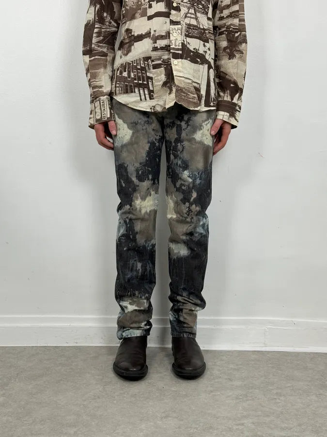 2000s Diesel Contemporary Full Splash Painted Effect Pants XzXQgJO 3