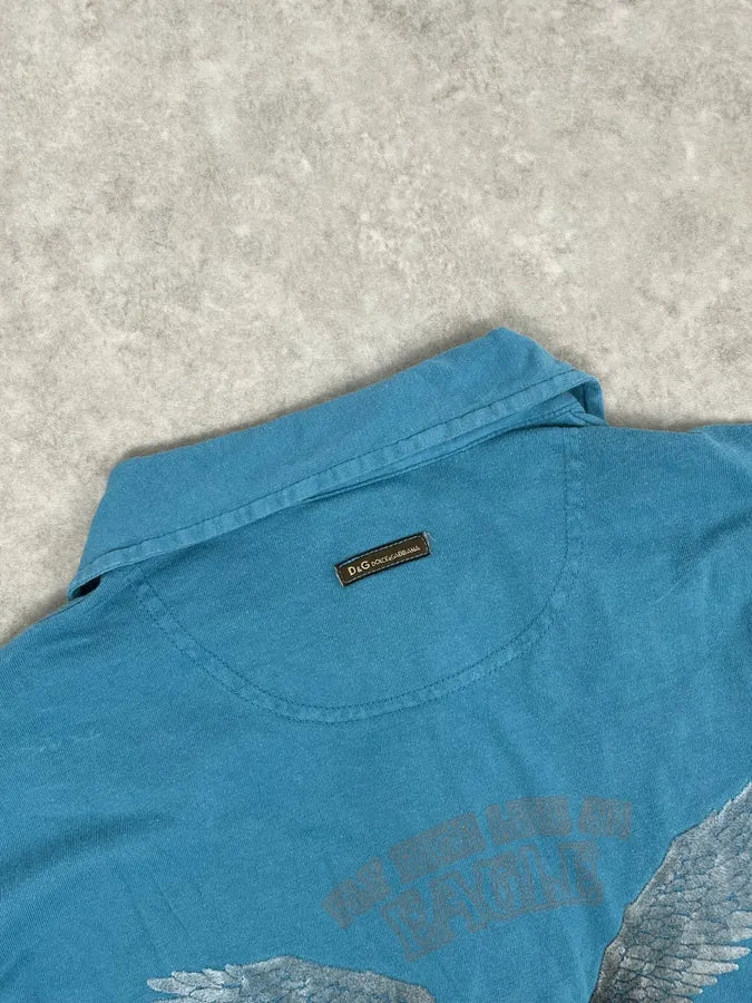 AW2004 Dolce & Gabbana Eagle Blue Polo Longsleeves brjILwD 5