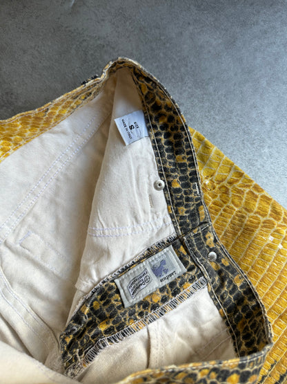 1990s Roberto Cavalli Bees Yellow Scales Pants (S) - 7