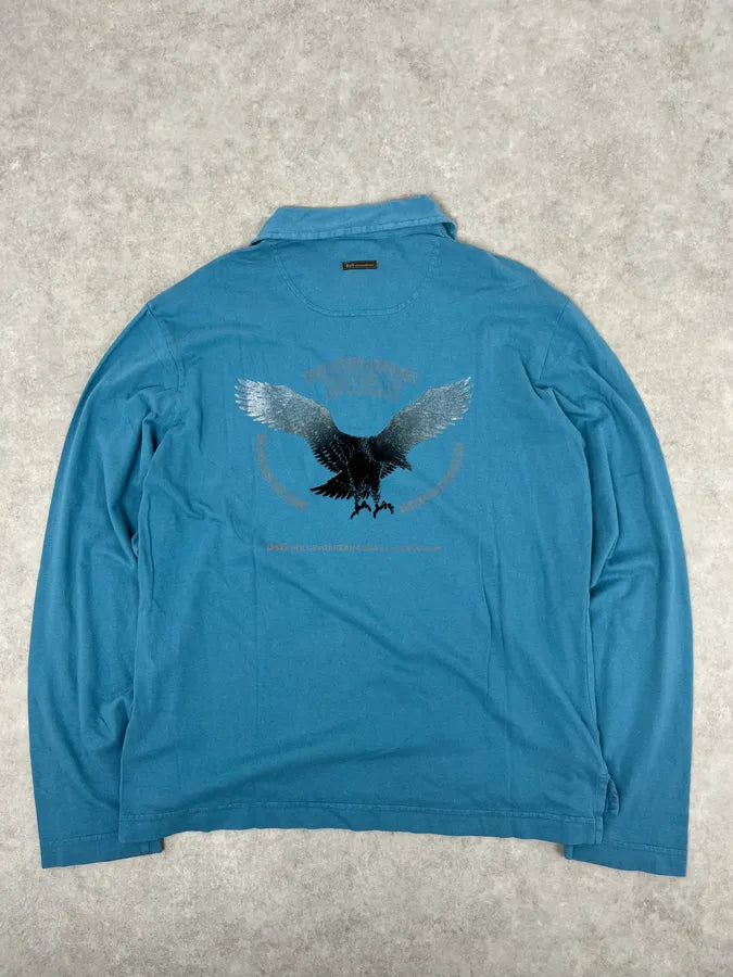 AW2004 Dolce & Gabbana Eagle Blue Polo Longsleeves brjILwD 6
