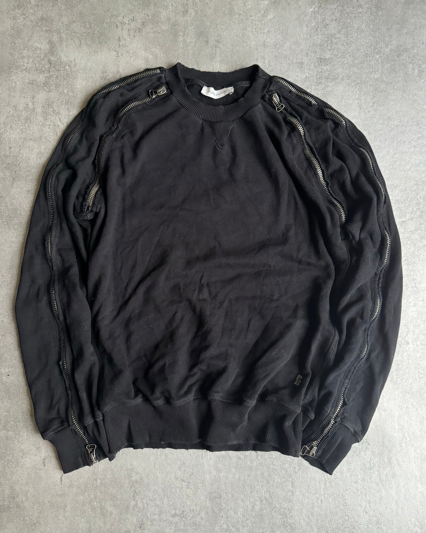 2000s Pierre Balmain Arm Zips Black Avant-Garde Sweater (S) - 4