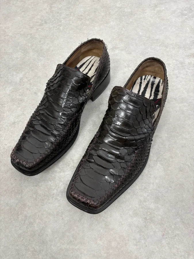 2000s Roberto Cavalli Dark Brown Python Leather Mules qEwUkqw 2