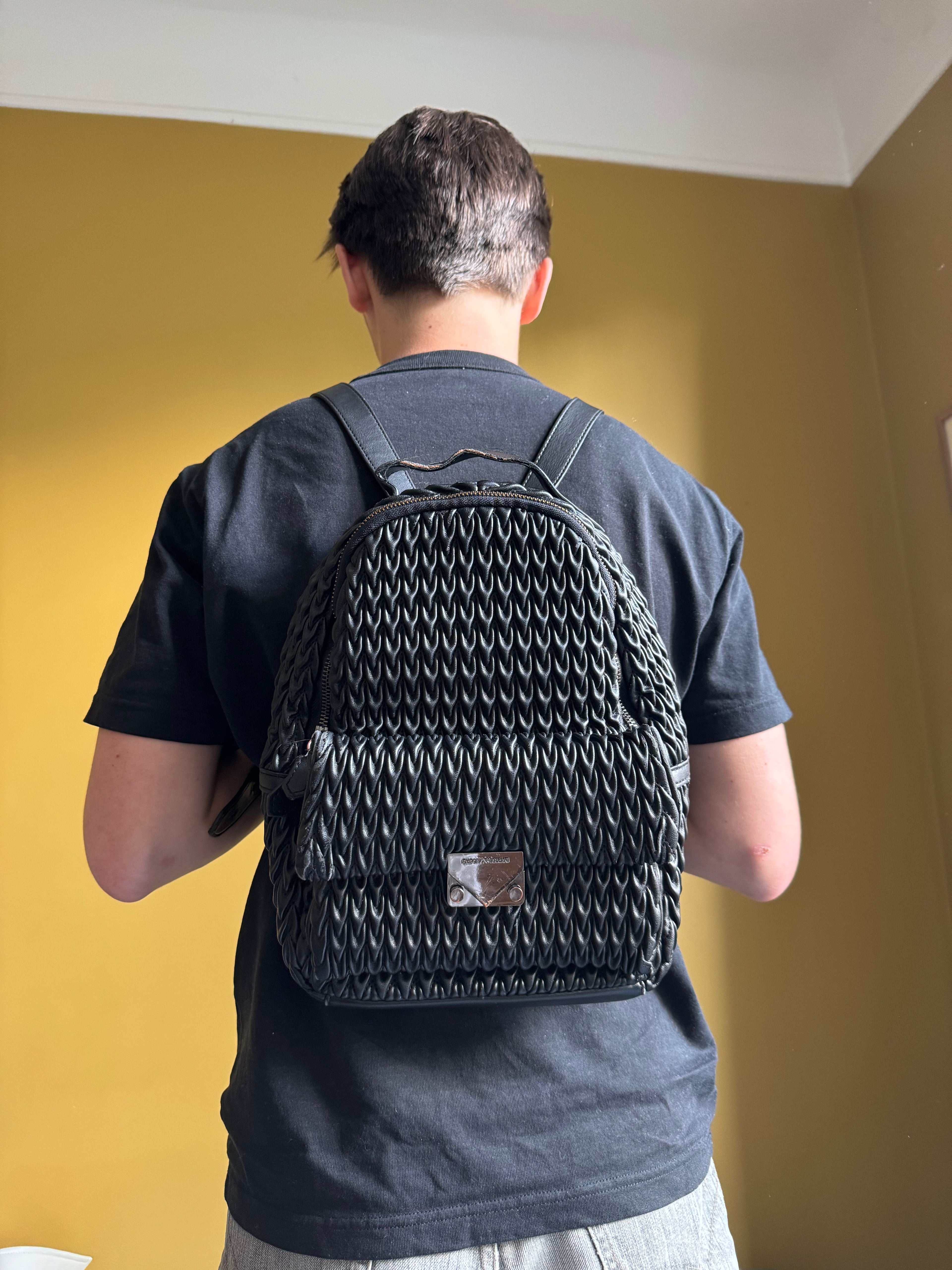 SS2015 Emporio Armani Black Leather Backpack – Dolce Vita Hub