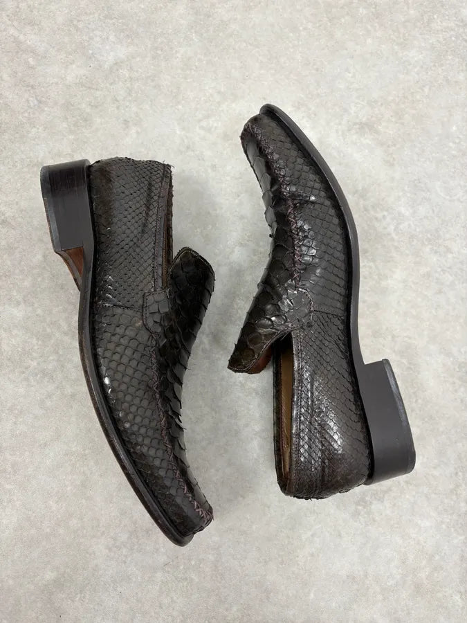 2000s Roberto Cavalli Dark Brown Python Leather Mules qEwUkqw 5