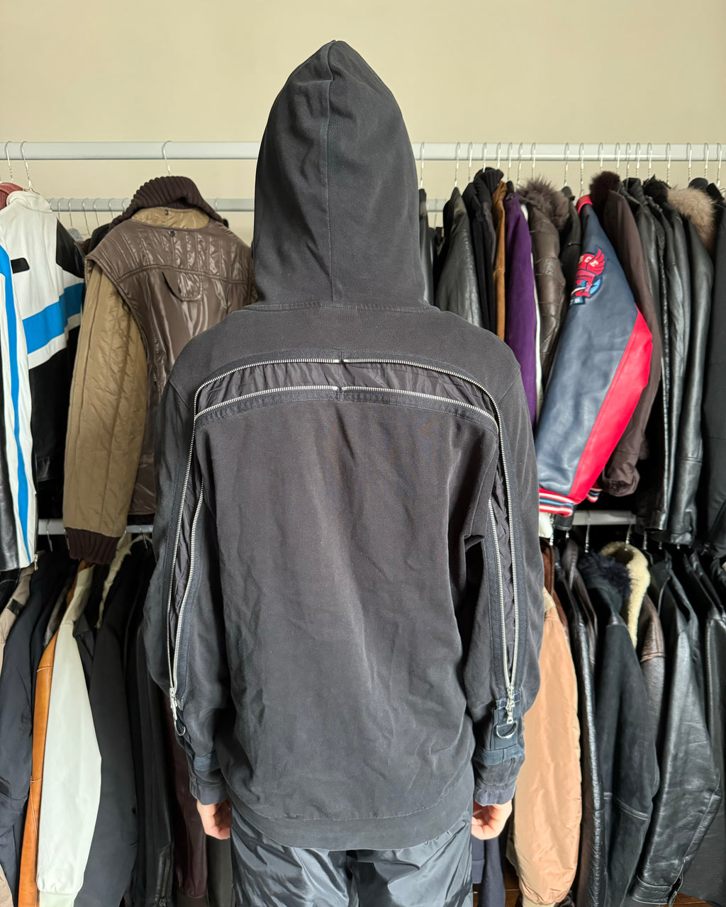 AW2014 Dries Van Noten Full Back-Zip Black Hooded Sweater (M) - 2