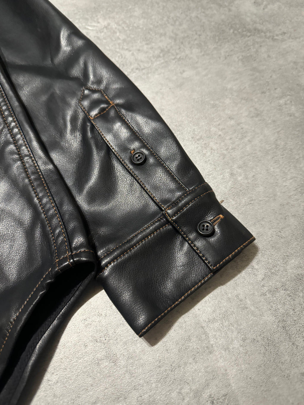 SS2025 Y/Project Black Hook & Eye Grained Faux-Leather Shirt (L) - 5