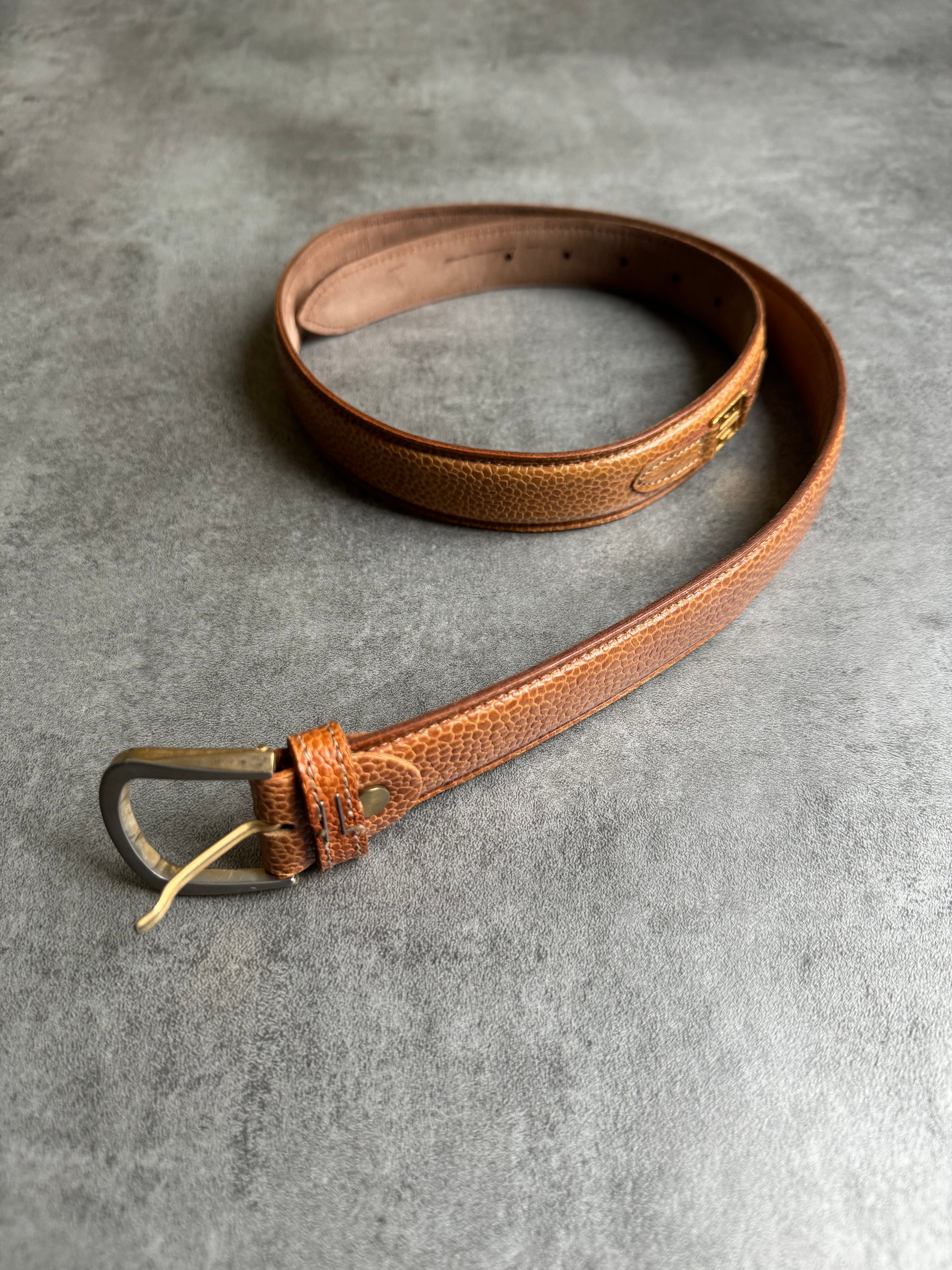 1990s Givenchy Brown Leather Classy Belt (OS) - 3