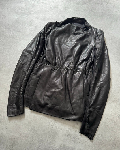 SS2014 Rick Owens Black Futuristic Leather Jacket (S) - 9