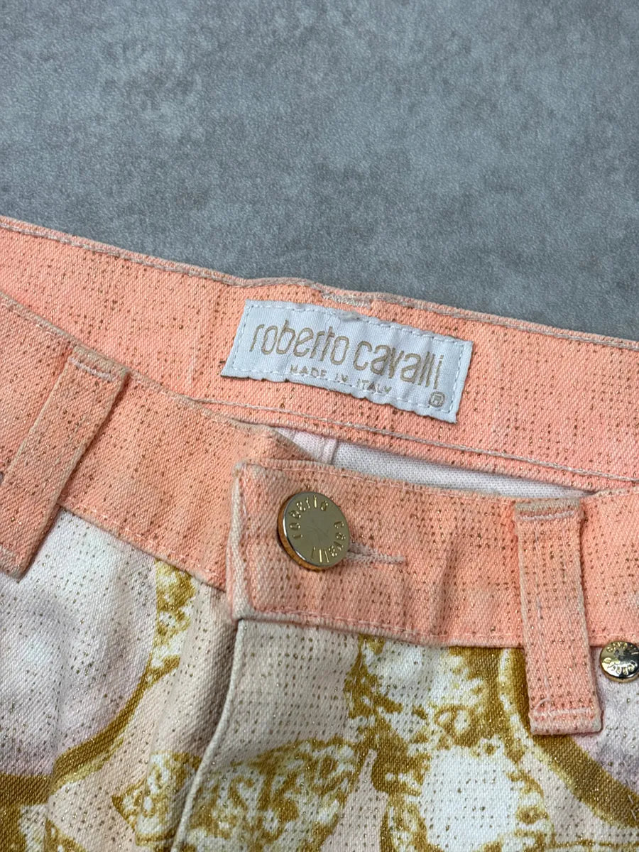 SS2001 Roberto Cavalli Peach Desi Princess Eye Rose Jeans fBBjCuVy 10