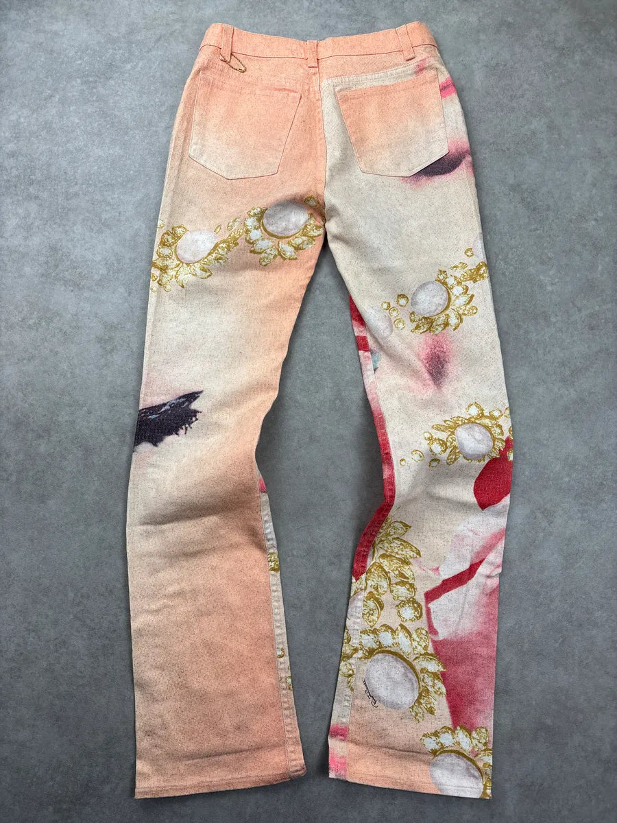SS2001 Roberto Cavalli Peach Desi Princess Eye Rose Jeans fBBjCuVy 4
