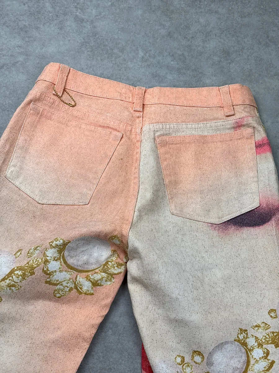 SS2001 Roberto Cavalli Peach Desi Princess Eye Rose Jeans fBBjCuVy 6