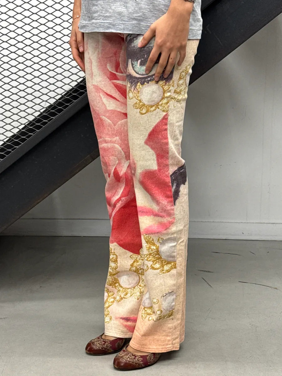 SS2001 Roberto Cavalli Peach Desi Princess Eye Rose Jeans fBBjCuVy 2