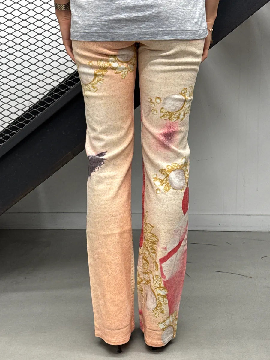SS2001 Roberto Cavalli Peach Desi Princess Eye Rose Jeans fBBjCuVy 3