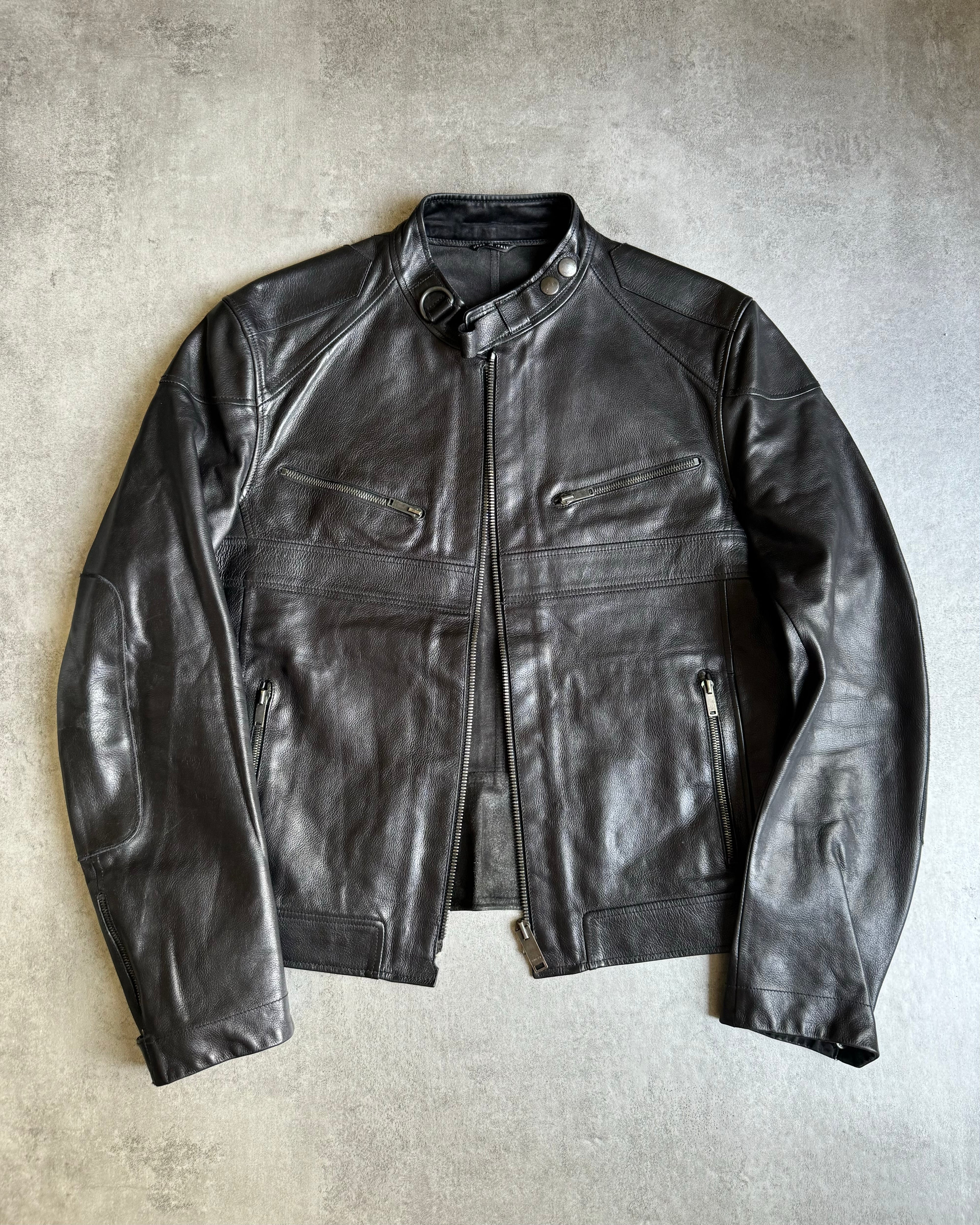 AW2004 Gucci Black Cafe Moto Biker Leather Jacket by Tom Ford (L AW2004 Gucci Black Cafe Moto Biker Leather Jacket by Tom Ford (L