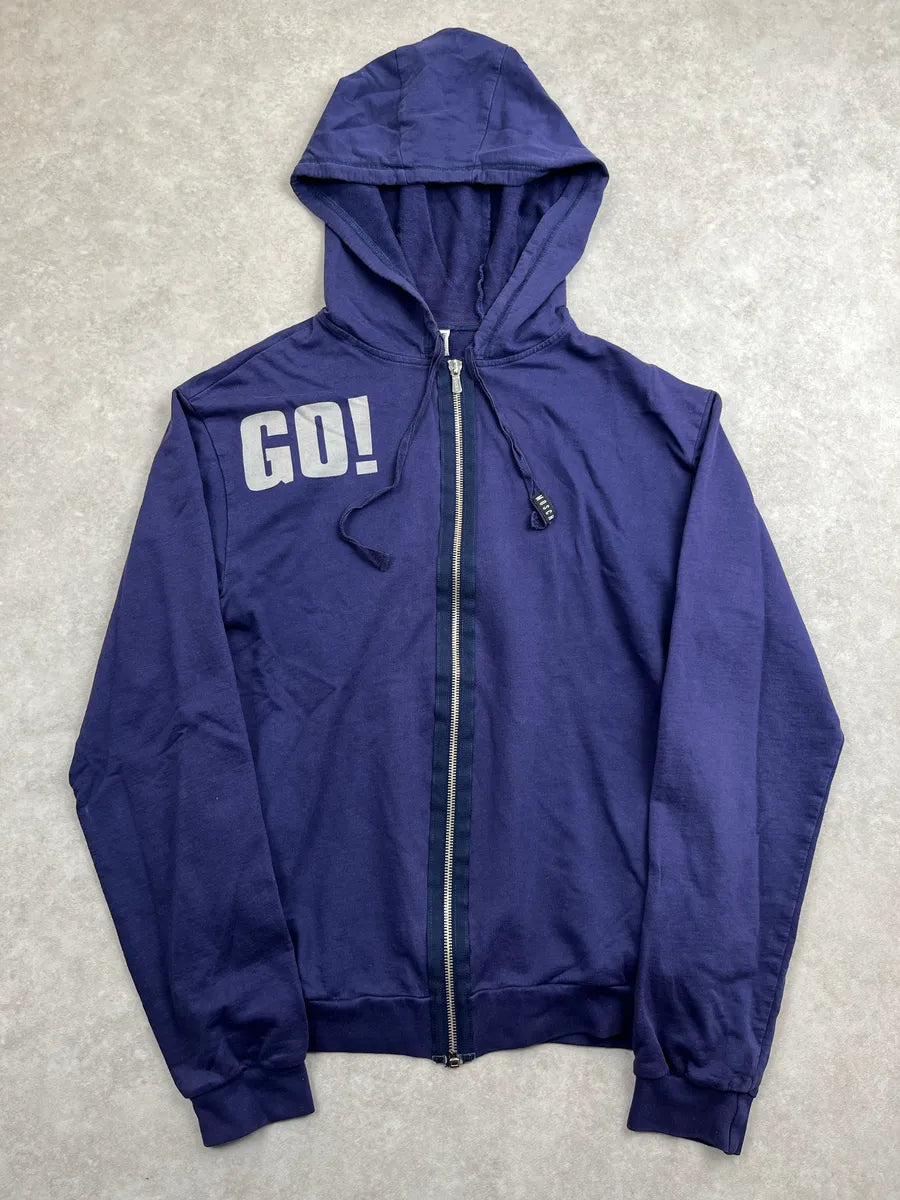 Moschino Purple Go Slogan Logo Zip-Up Hoodie fGRAAdsu 0