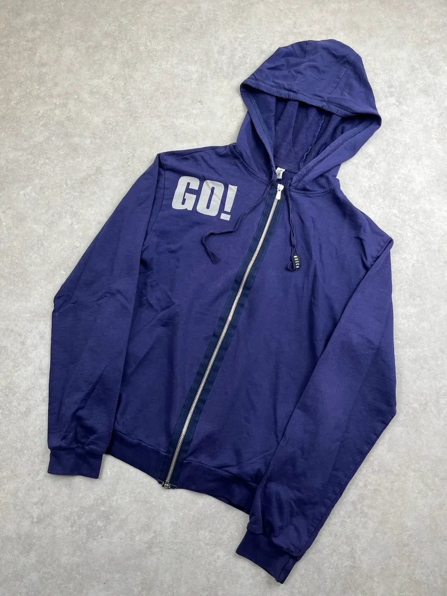 Moschino Purple Go Slogan Logo Zip-Up Hoodie fGRAAdsu 3