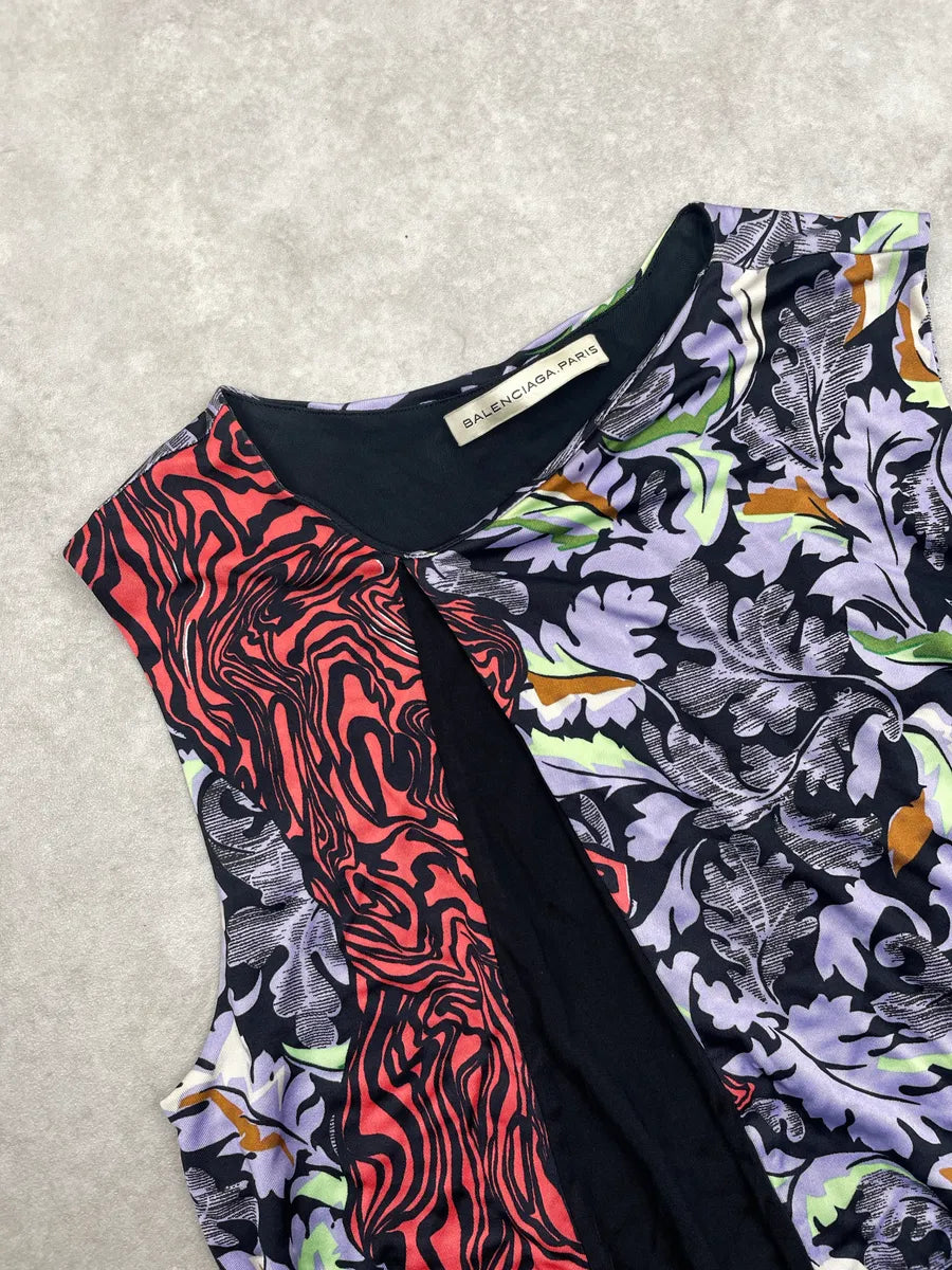 SS2012 Balenciaga Black Baroque Leaf Print Contrast Panel Top fJrDcYic 6