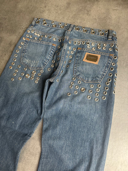 SS2006 Dolce & Gabbana Eyled Punk Holes Jeans (M) - 6