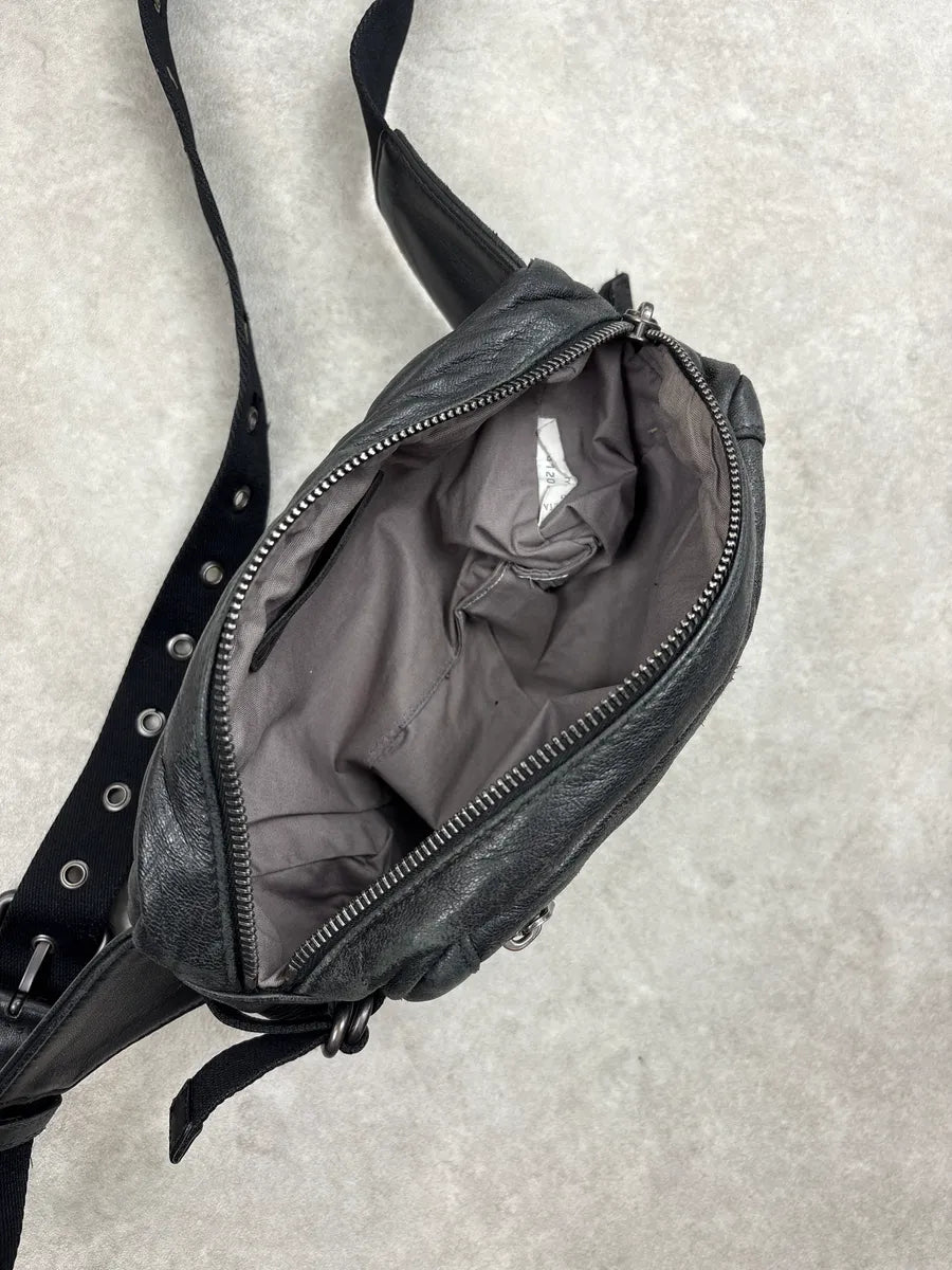 2000s Bottega Veneta Black Woven Leather Intrecciato CrossBody Bag fOhugIFw 9