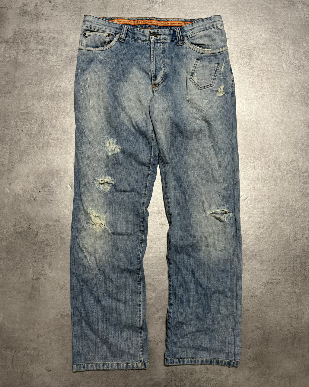 SS2006 Dolce & Gabbana Blue Distressed Denim Jeans  (L) - 2