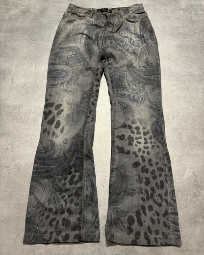 SS2006 Cavalli Contemporary Panther Astro Grey Pants (S) - 1