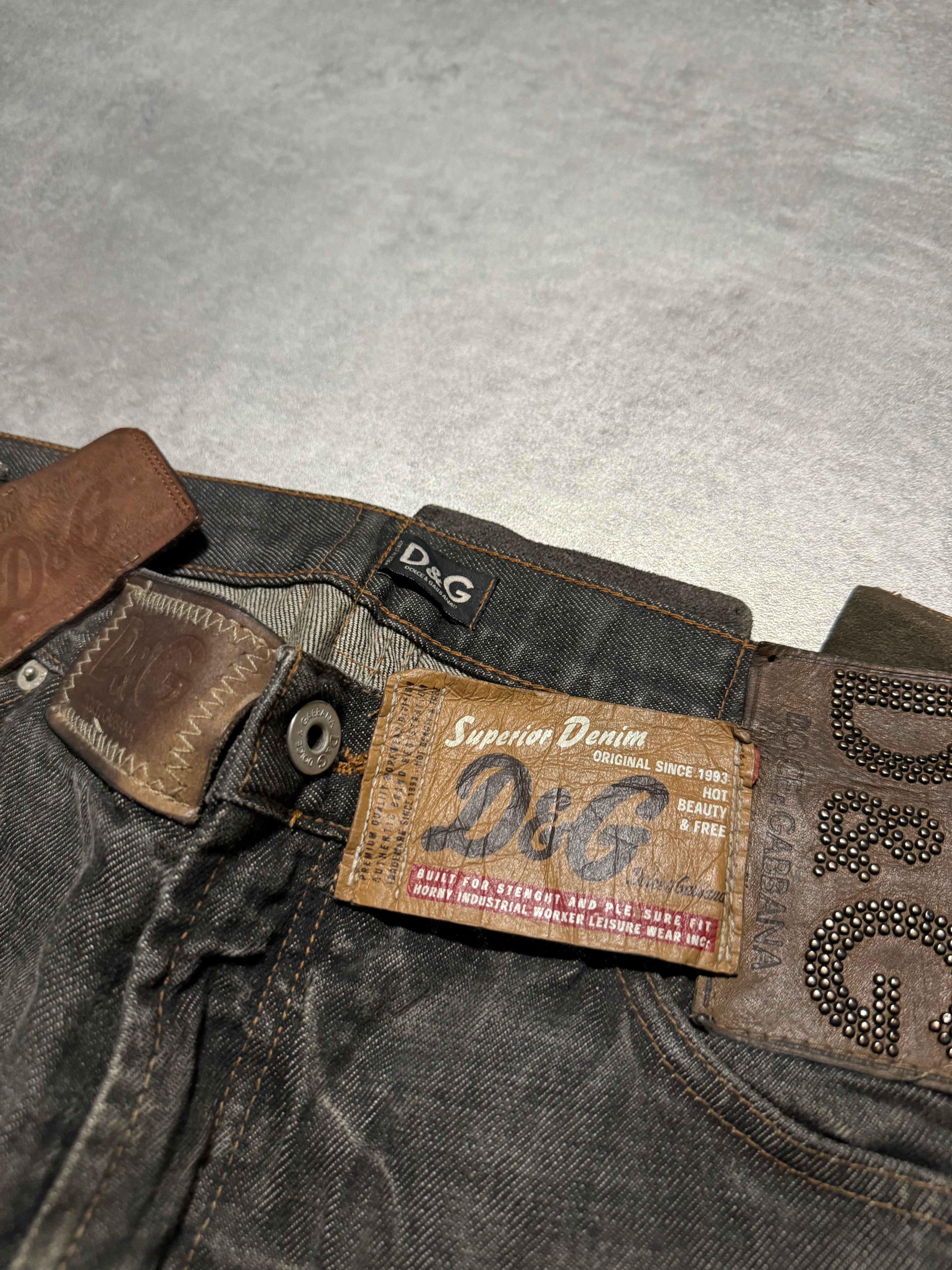 AW2003 Dolce & Gabbana 10 Tags Denim Raw Grey Jeans (M) - 6