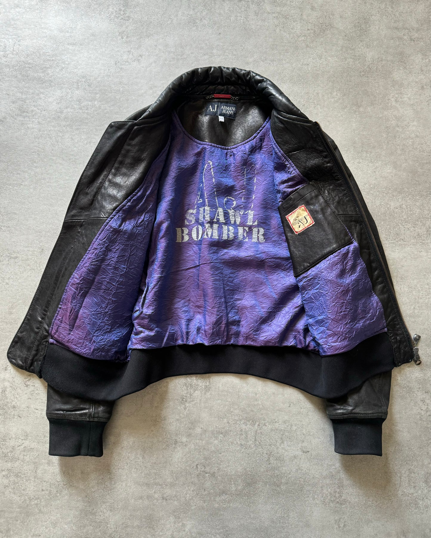 1990s Armani Shawl Bomber Leather Jacket  (L) - 2