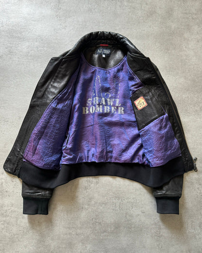 1990s Armani Shawl Bomber Leather Jacket  (L) - 2