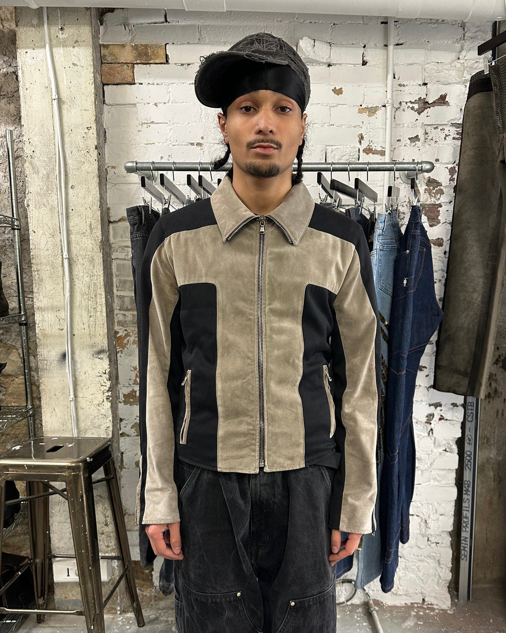 2000s Dolce & Gabbana Cross Suede Hybrid Architectural Jacket  (M) - 2