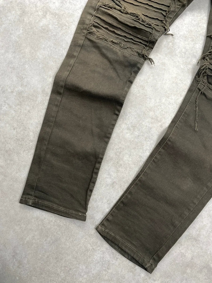 Philipp Plein Olive Denim Distressed Knee-Rip Jeans fXasWdyo 6