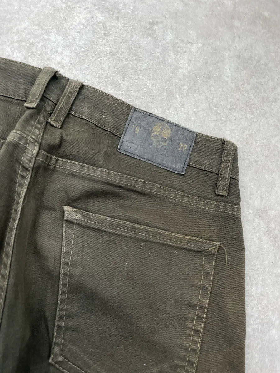 Philipp Plein Olive Denim Distressed Knee-Rip Jeans fXasWdyo 12
