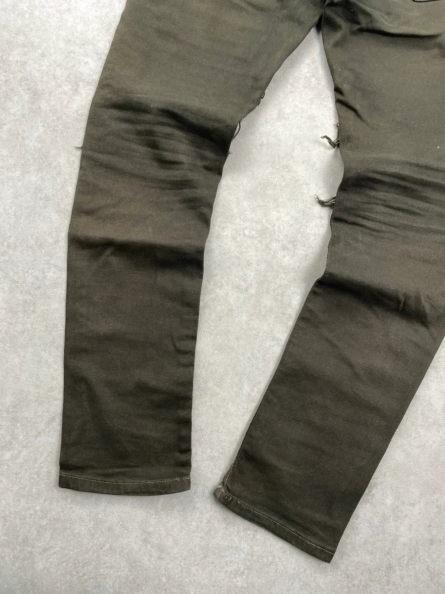 Philipp Plein Olive Denim Distressed Knee-Rip Jeans fXasWdyo 8