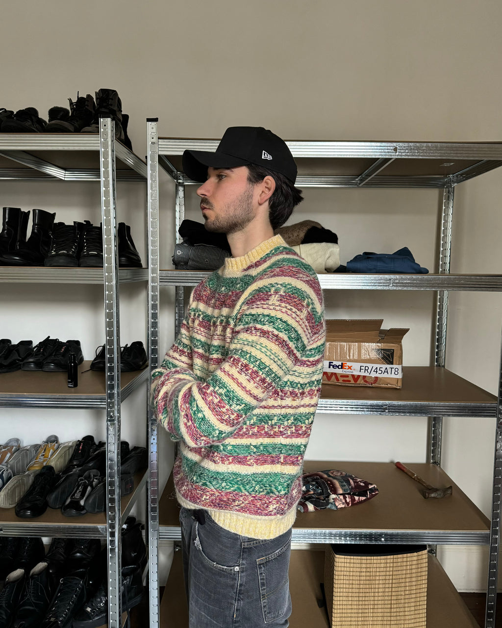 FW2019 Acne Studios Striped Intarsia Knit Tern Jacquard Sweater (L) - 2
