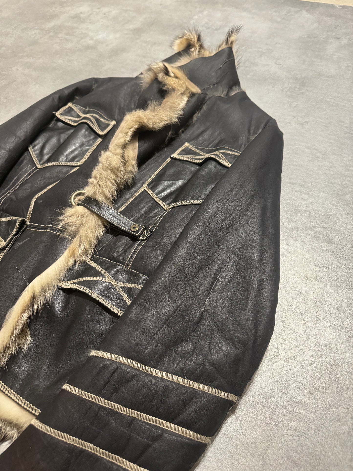 2000s Cavalli Reversible Fox Fur Premium Leather Jacket (S) - 11