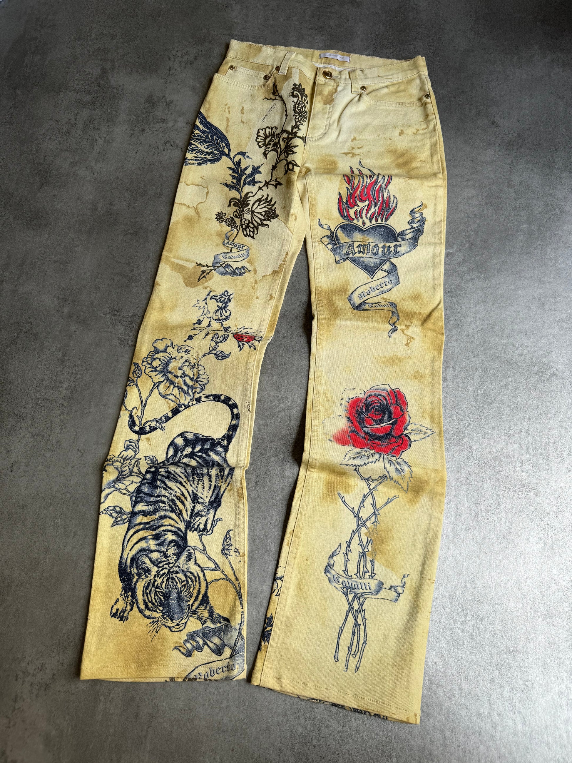 SS2003 Roberto Cavalli Tattoo Tiger Pants (XS) - 5