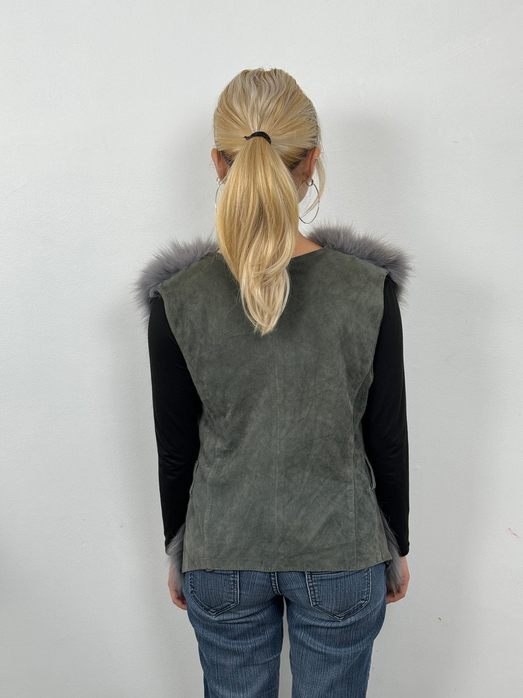 2000s Daniele Alessandrini Grey Fur Suede Leather Vest JvksyYU 2