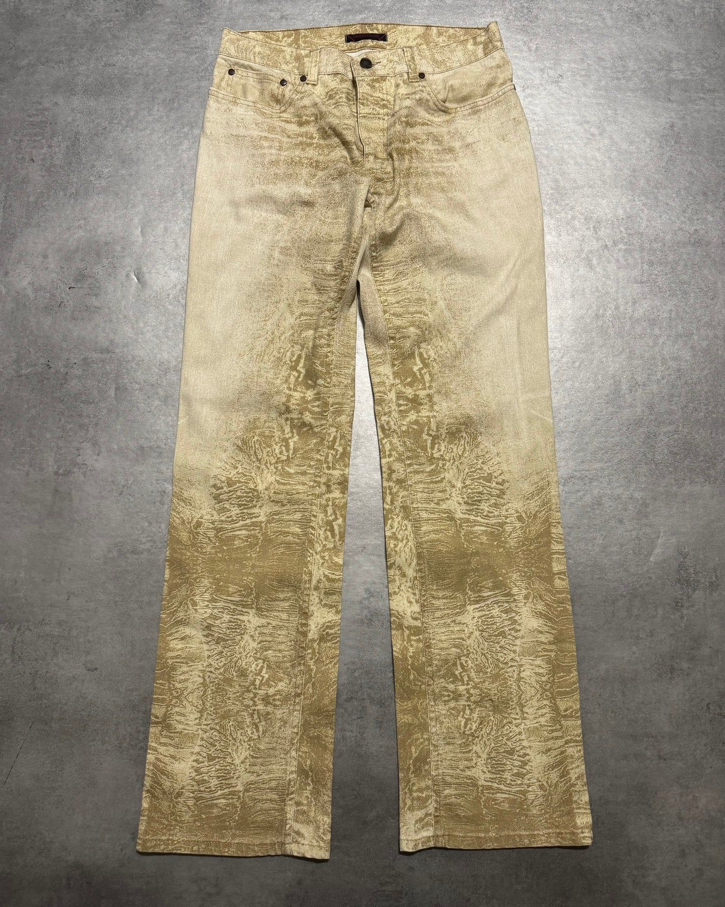 AW2002 Roberto Cavalli Creamy Fossil Erosion Pants  (S/M) - 6