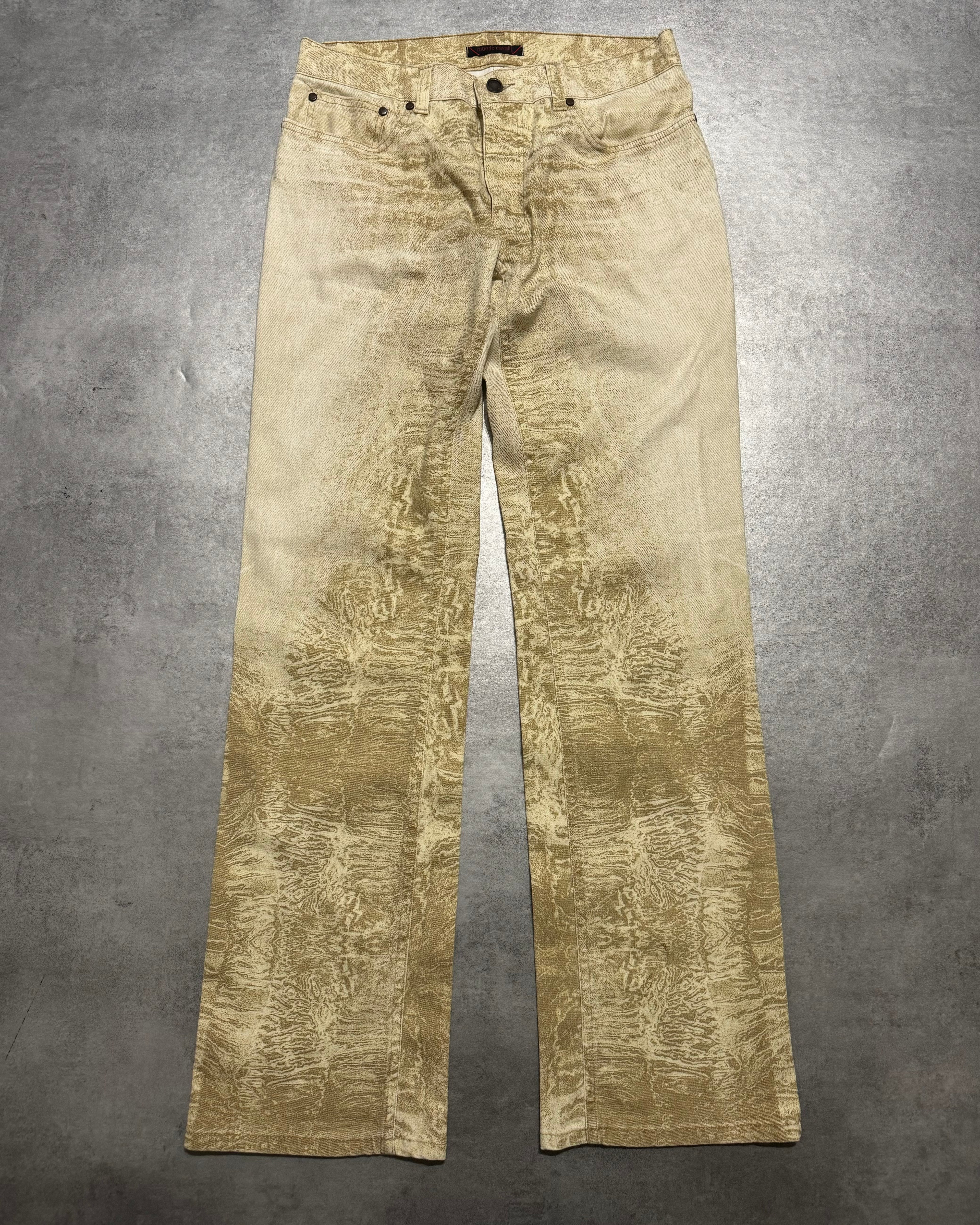 AW2002 Roberto Cavalli Creamy Fossil Erosion Pants  (S/M) - 6