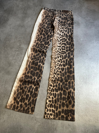 2000s Cavalli Leopard White Savage Relaxed Pants (XS) - 5